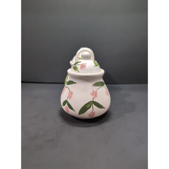 DesignPac Dual Condiment Pot, Jam Jelly Ceramic Holder, Hand Painted Berries - Picture 2 of 8
